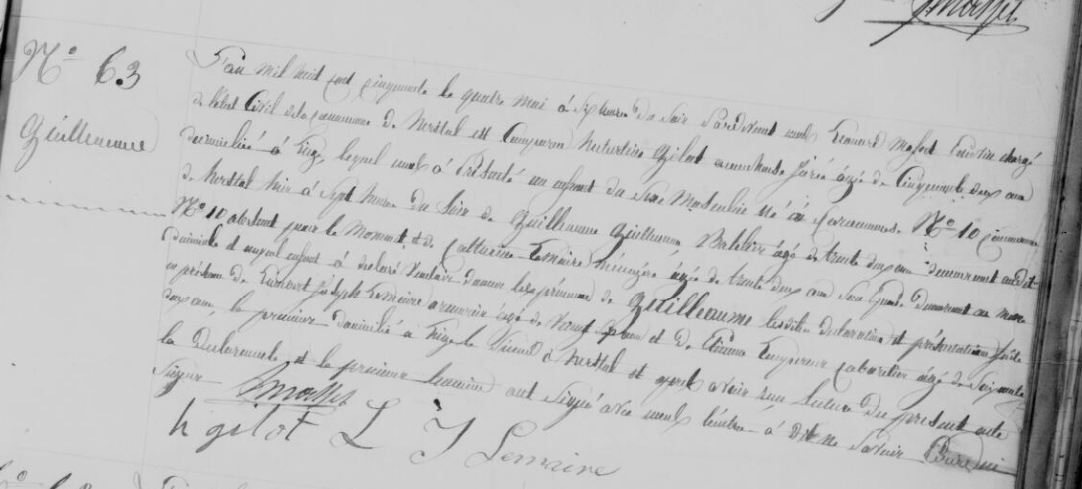 Acte de naissance de Guillaume GUILLAUME ***