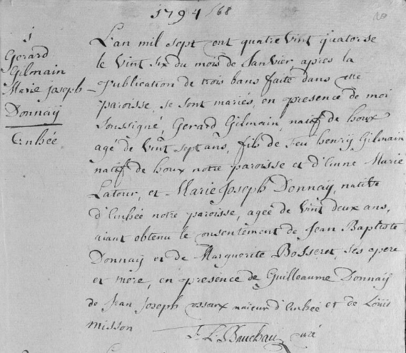 Document numérisé de mariage