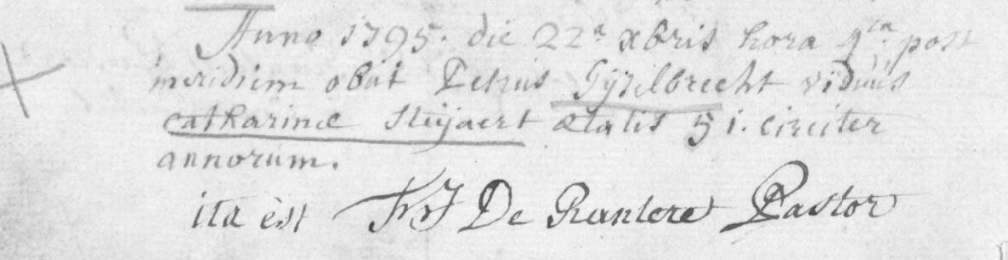 Document de décès de Pierre Jacques GYSELBRECHT