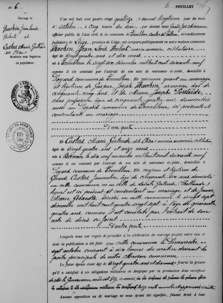 Document numérisé de mariage