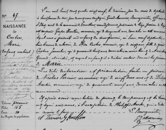 Acte de naissance de Marie HACKIN