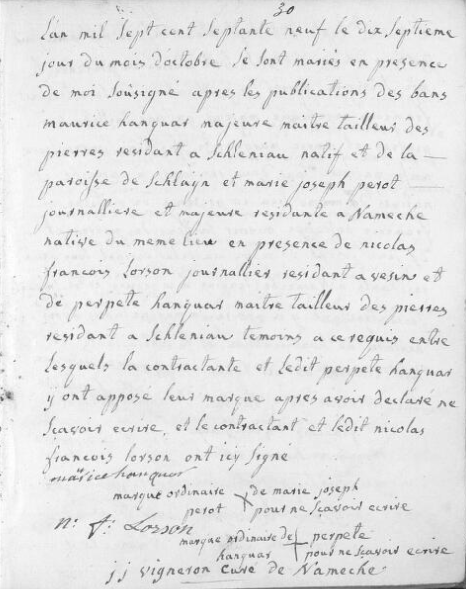 Document numérisé de mariage