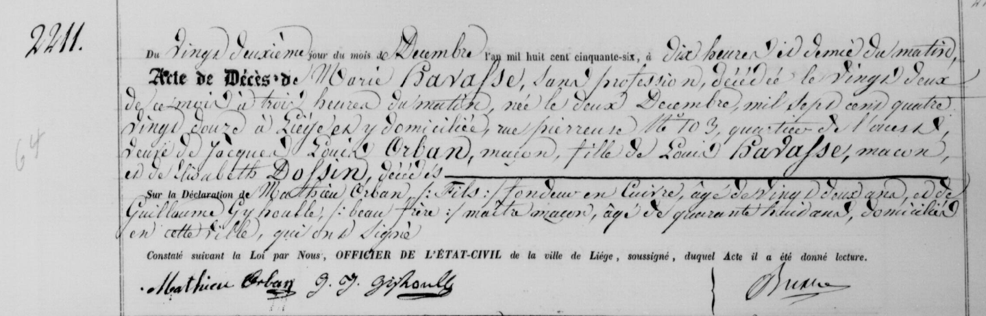 Document de décès de Marie HAVASSE