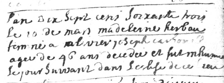 Document de décès de Marie Magdeleine HELBO