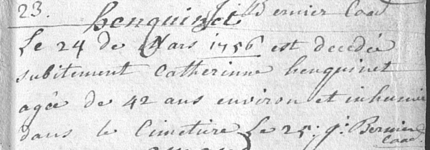 Document de décès de Catherine HENQUINEZ