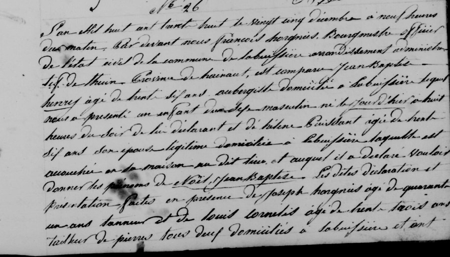 Acte de naissance de Noël Jean Baptiste HENRY