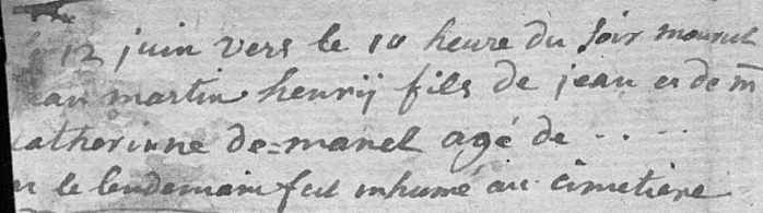 Document de décès de Jean Martin HENRY