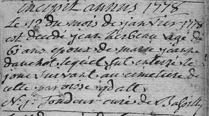 Acte de naissance de Jean HERBAUX