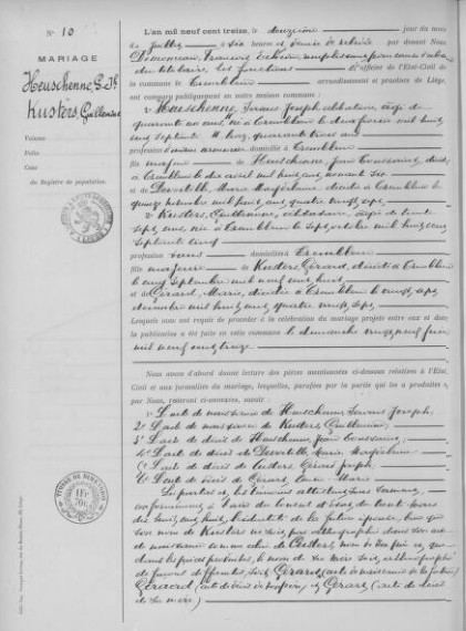 Document numérisé de mariage