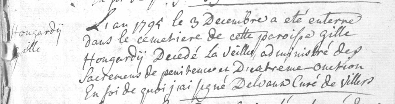 Document de décès de Gilles Hougardy