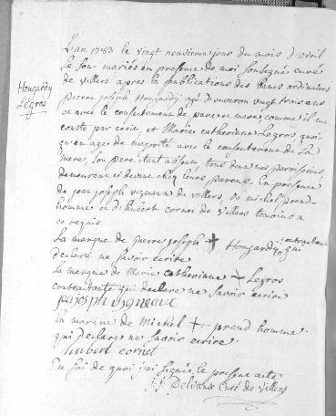 Document numérisé de mariage