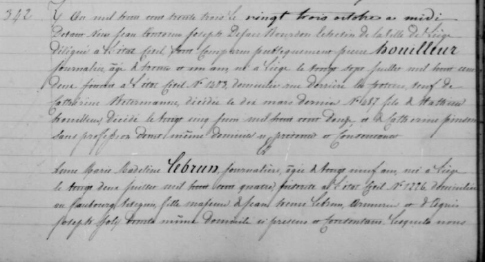 Document numérisé de mariage
