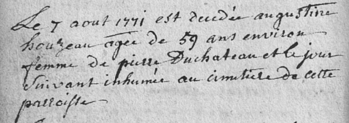 Document de décès de Marie Augustine HOUZEAU