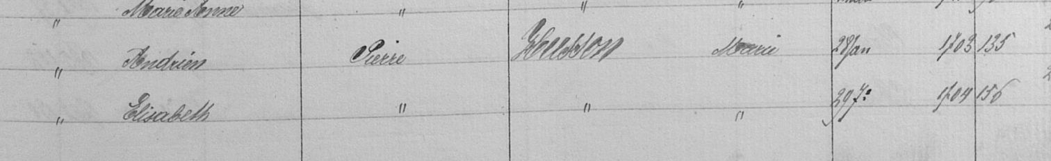 Acte de naissance de Elisabeth KAMORTE