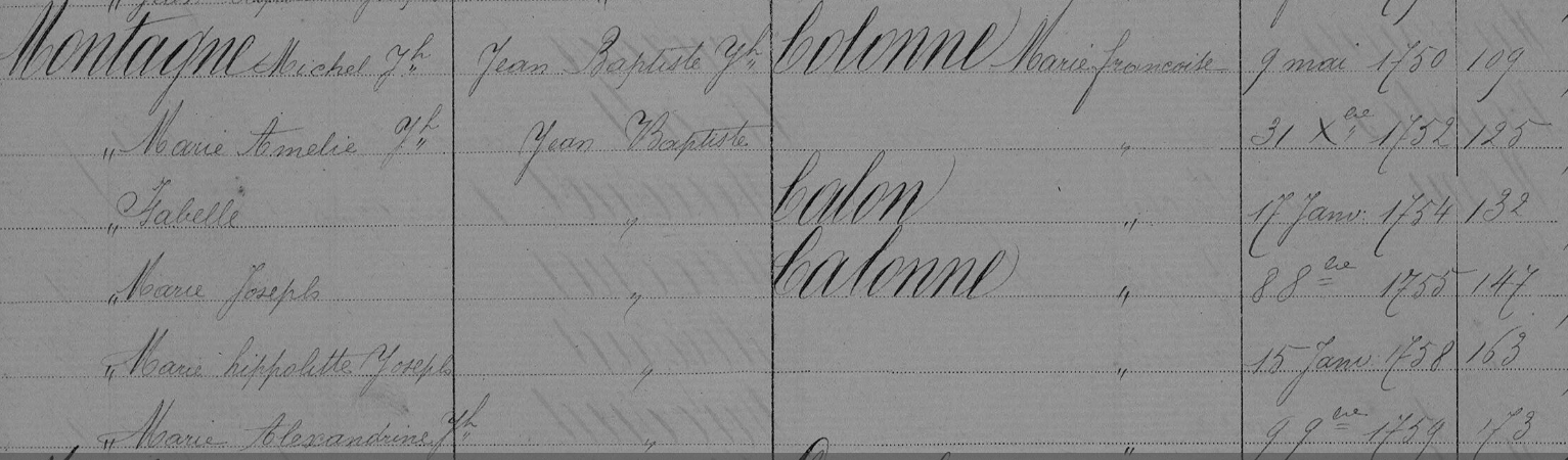 Acte de naissance de Apolline MONTAGNE