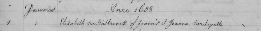 Acte de naissance de Elisabeth VAN BIESBROUCK