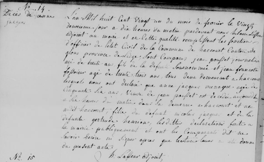 Acte de naissance de Anne JACQUES