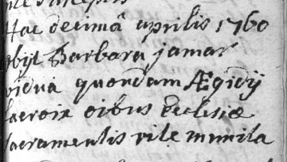 Document de décès de Barbe JAMAR