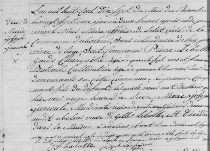 Document de décès de Marie Joseph JAMOUL
