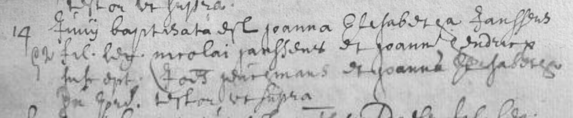 Acte de naissance de Joanna Elisabeth JANSSENS