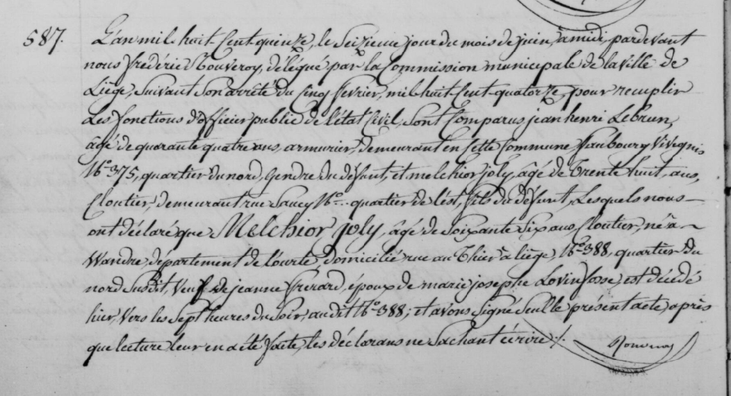 Document de décès de Melchior JOLY