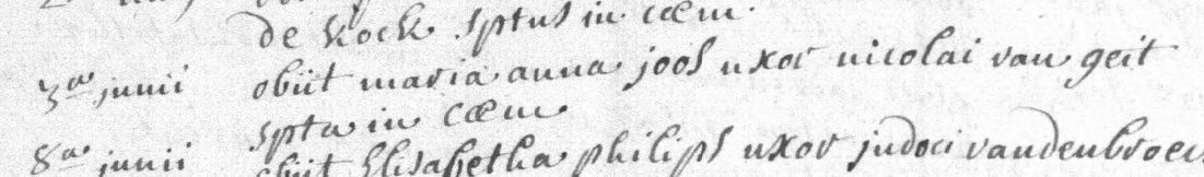 Document de décès de Maria Anna JOOS