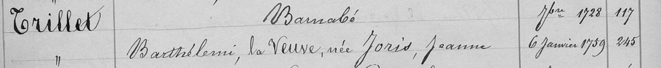 Document de décès de Jeanne JOIRIS