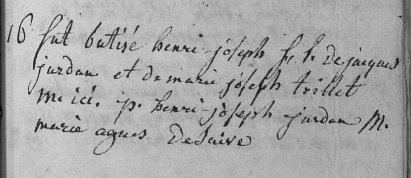 Acte de naissance de Henri Joseph JURDAN