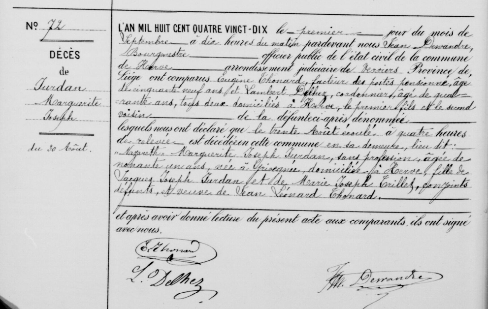 Acte de naissance de Marguerite Joseph JURDAN