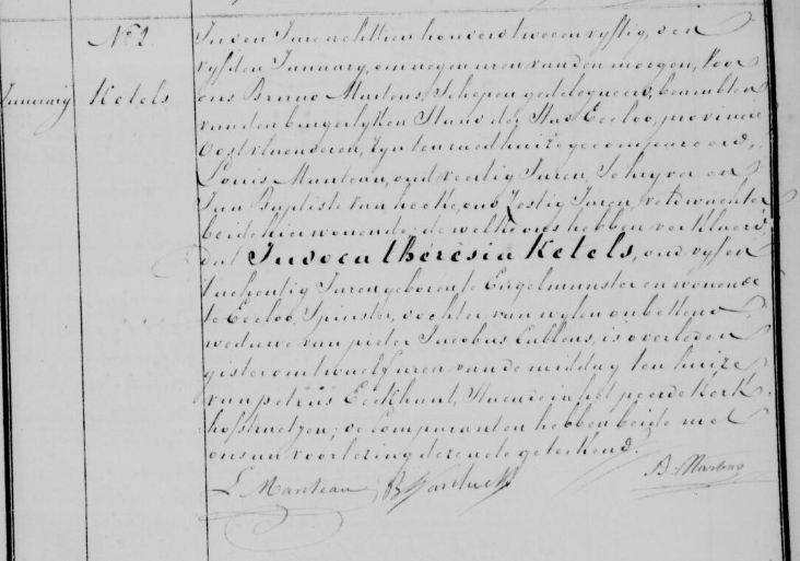 Document de décès de Judoca Theresia KETELS