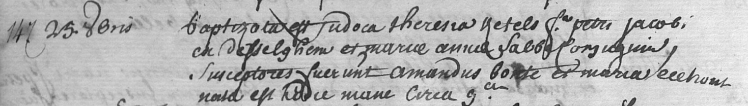 Acte de naissance de Judoca Theresia KETELS