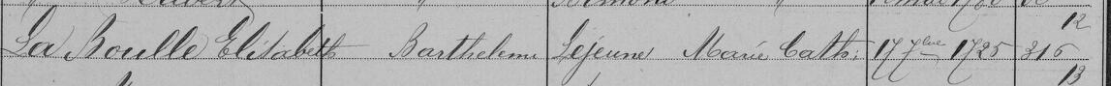 Acte de naissance de Elisabeth LABOULLE