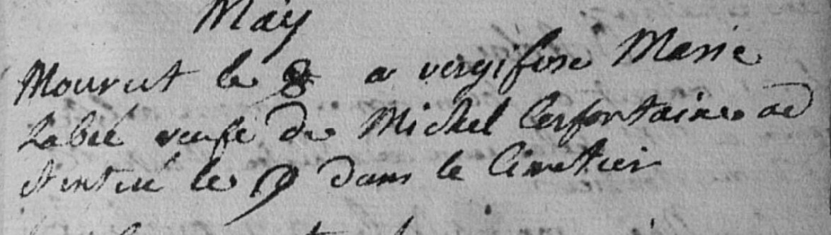 Document de décès de Marie Servais Thomas LABBEYE DE JOSE