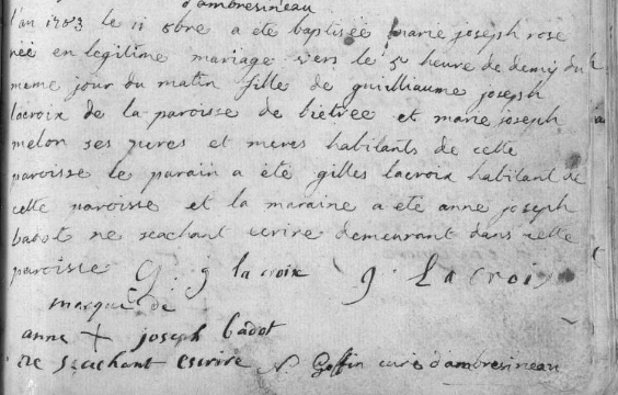 Acte de naissance de Marie Joseph Rose LACROIX