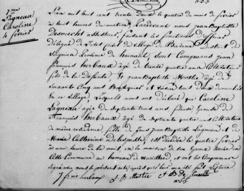 Acte de naissance de Caroline Angélique LAGNEAU