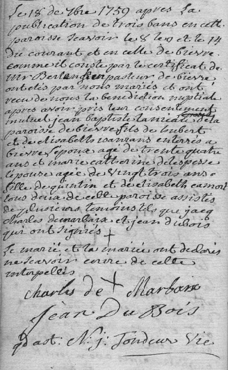 Document numérisé de mariage