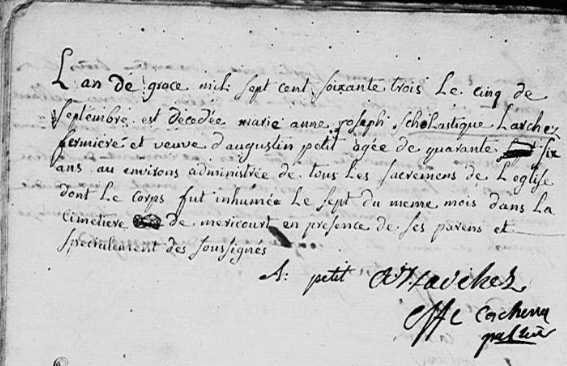 Acte de naissance de Marie Anne Joseph Scholastique LARCHEZ