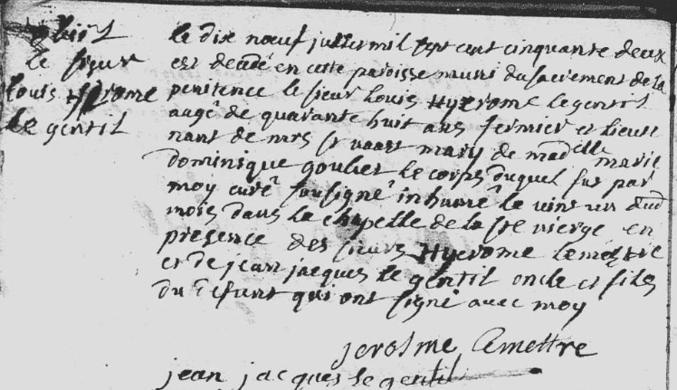 Acte de naissance de Louis Jérôme LE GENTIL