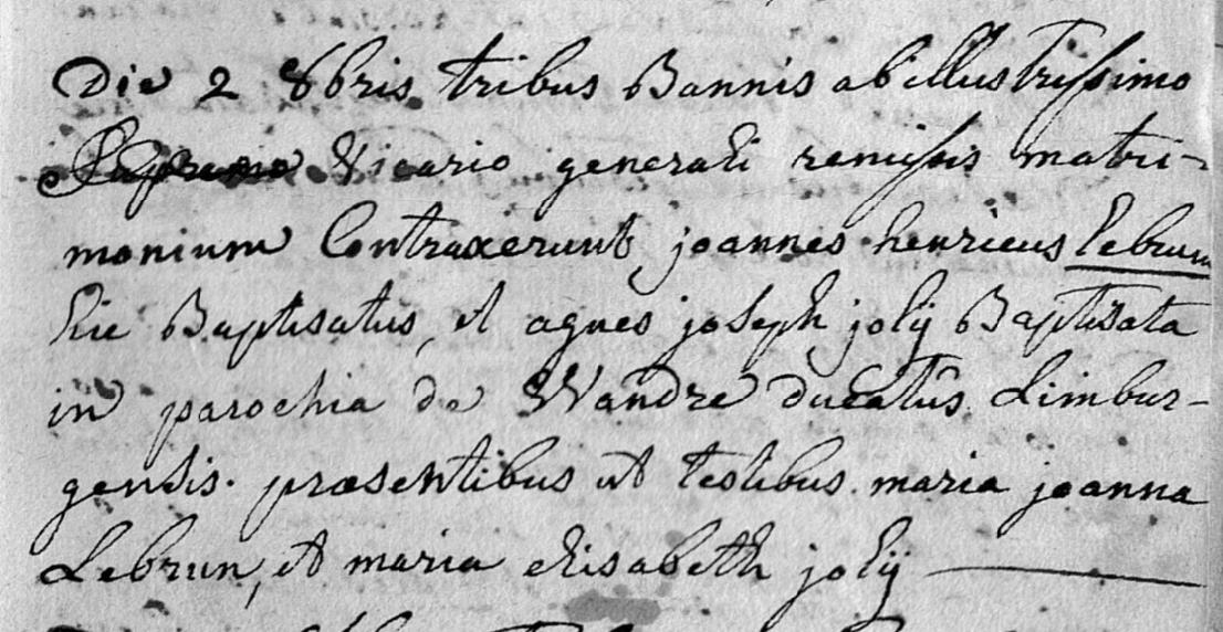 Document numérisé de mariage