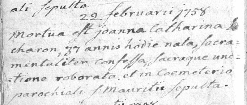 Document de décès de Jeanne Catherine LECHARON