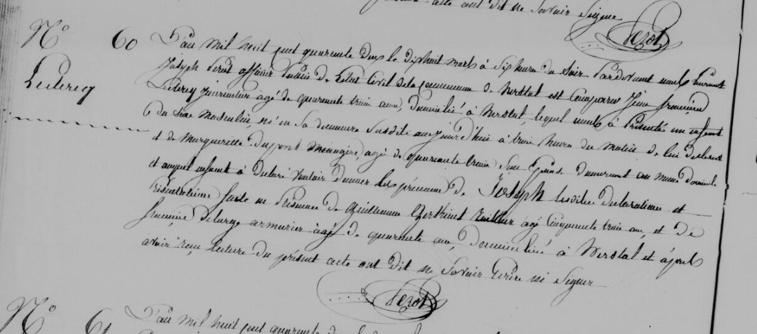 Acte de naissance de Joseph LECLERCQ