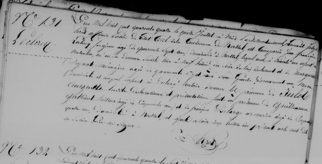 Acte de naissance de Jules Auguste LECLERCQ