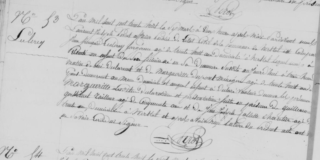 Acte de naissance de Marguerite LECLERCQ