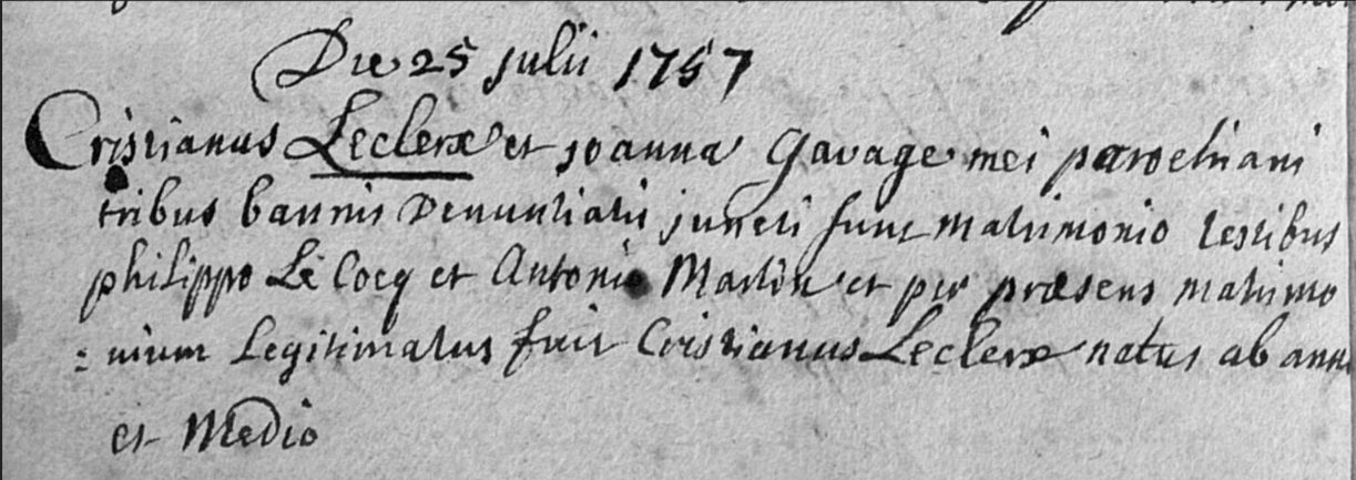 Document numérisé de mariage