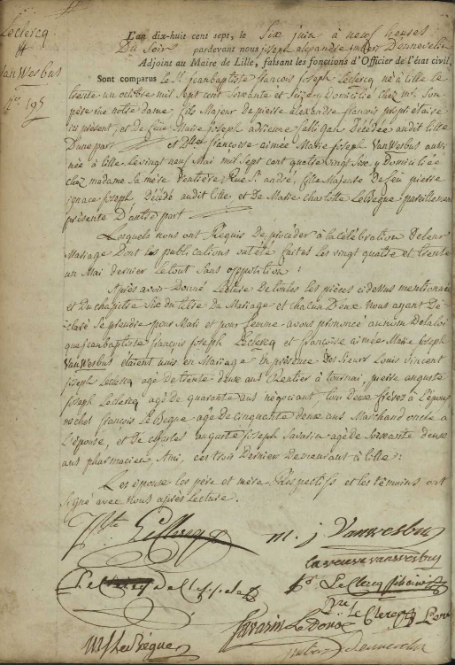 Document numérisé de mariage