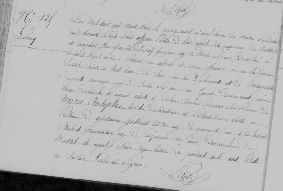 Acte de naissance de Marie Joseph LECLERCQ