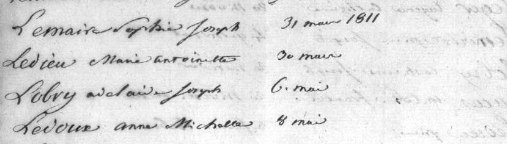 Document de décès de Anne Michelle LEDOUX