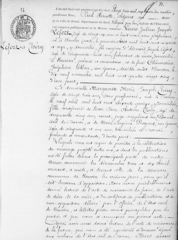 Document numérisé de mariage
