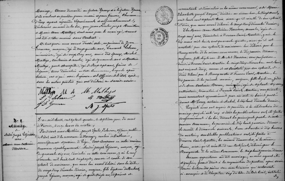 Document numérisé de mariage