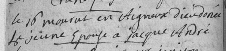 Document de décès de Dieudonnée LEJEUNE